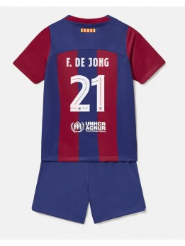 Barcelona Frenkie de Jong #21 Replika Hemmakläder Barn 2023-24 Kortärmad (+ byxor)